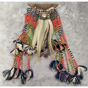 Vintage Philippine Filipino Mindanao T'Boli Tribe Beaded Comb Headdress